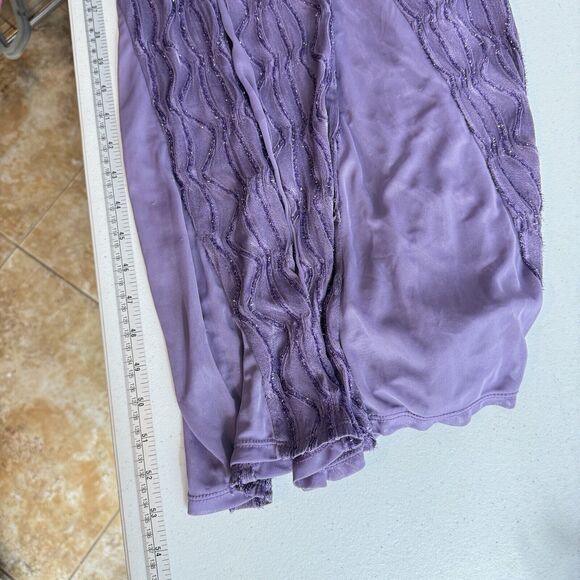 Enfocus Studio Flare Skirt Jersey Stretch Gown Dress Size 4 Purple Sparkle Fairy - Picture 8 of 11